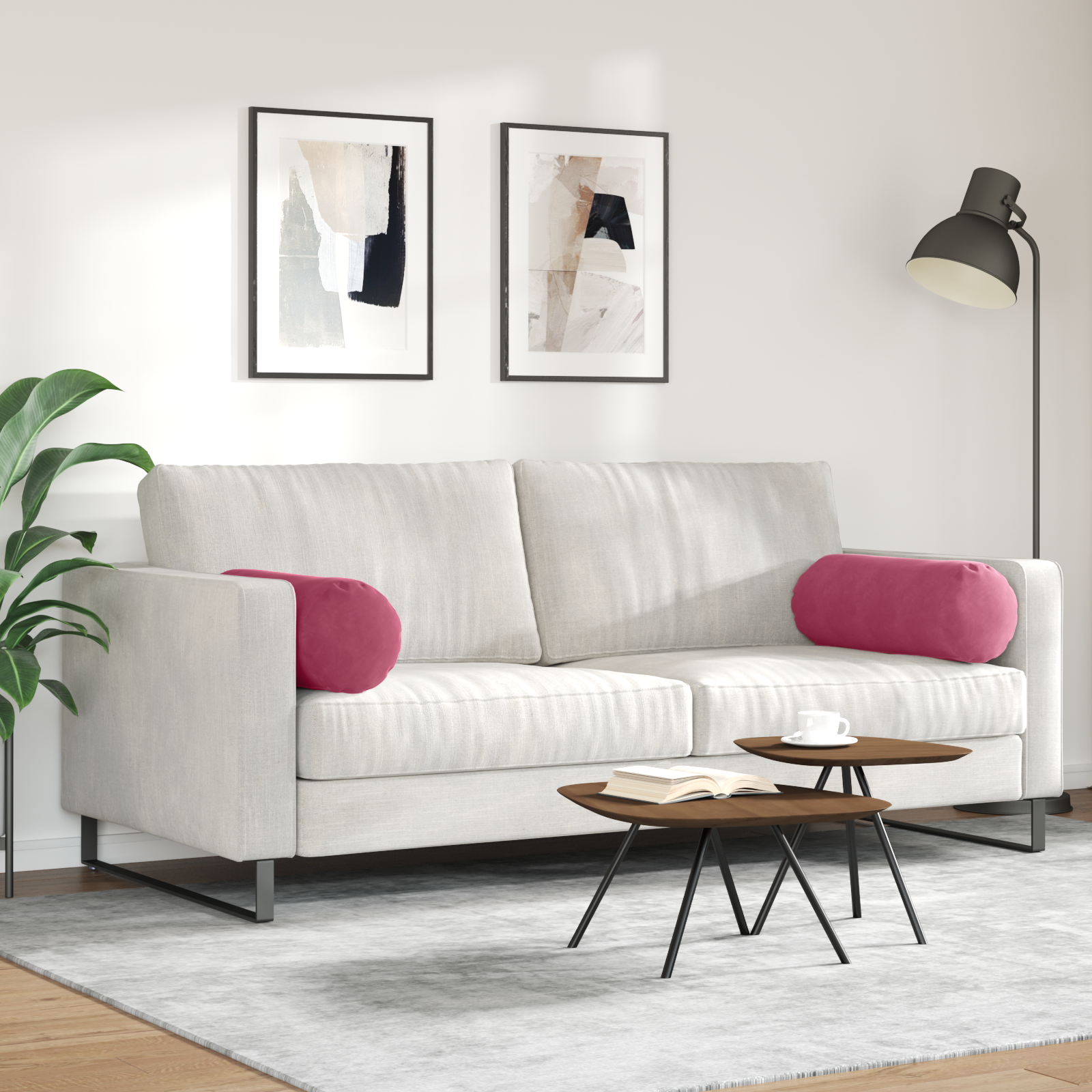 Pagalvės 2 pcs Vyno raudona Ø 25 x 70 cm Kordūrinis audinys