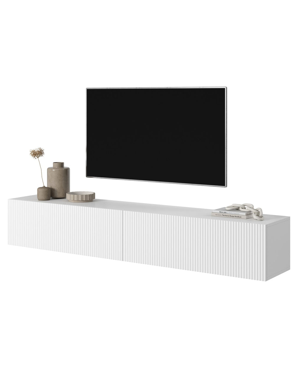TV staliukas VELDIO, balta, 175 cm, pakabinamas