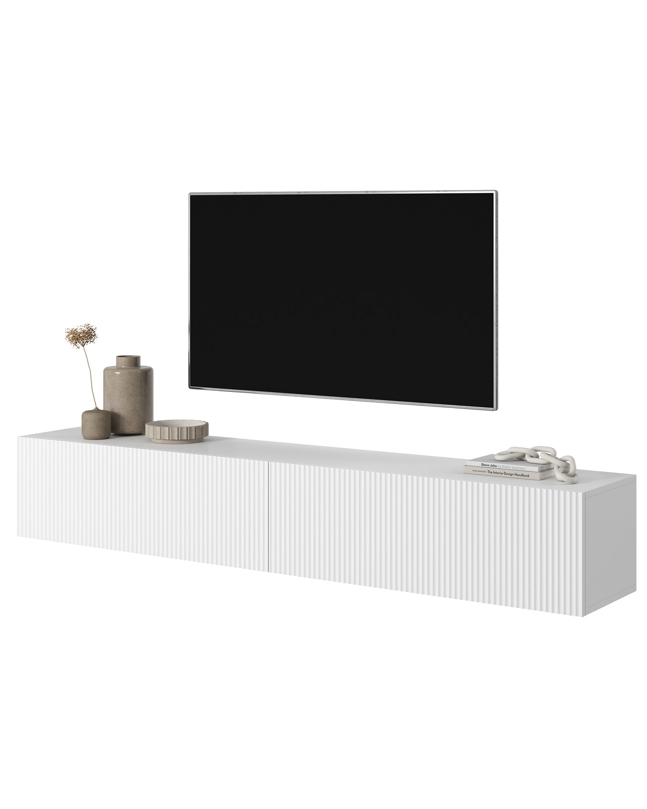 TV staliukas VELDIO, balta, 175 cm, pakabinamas