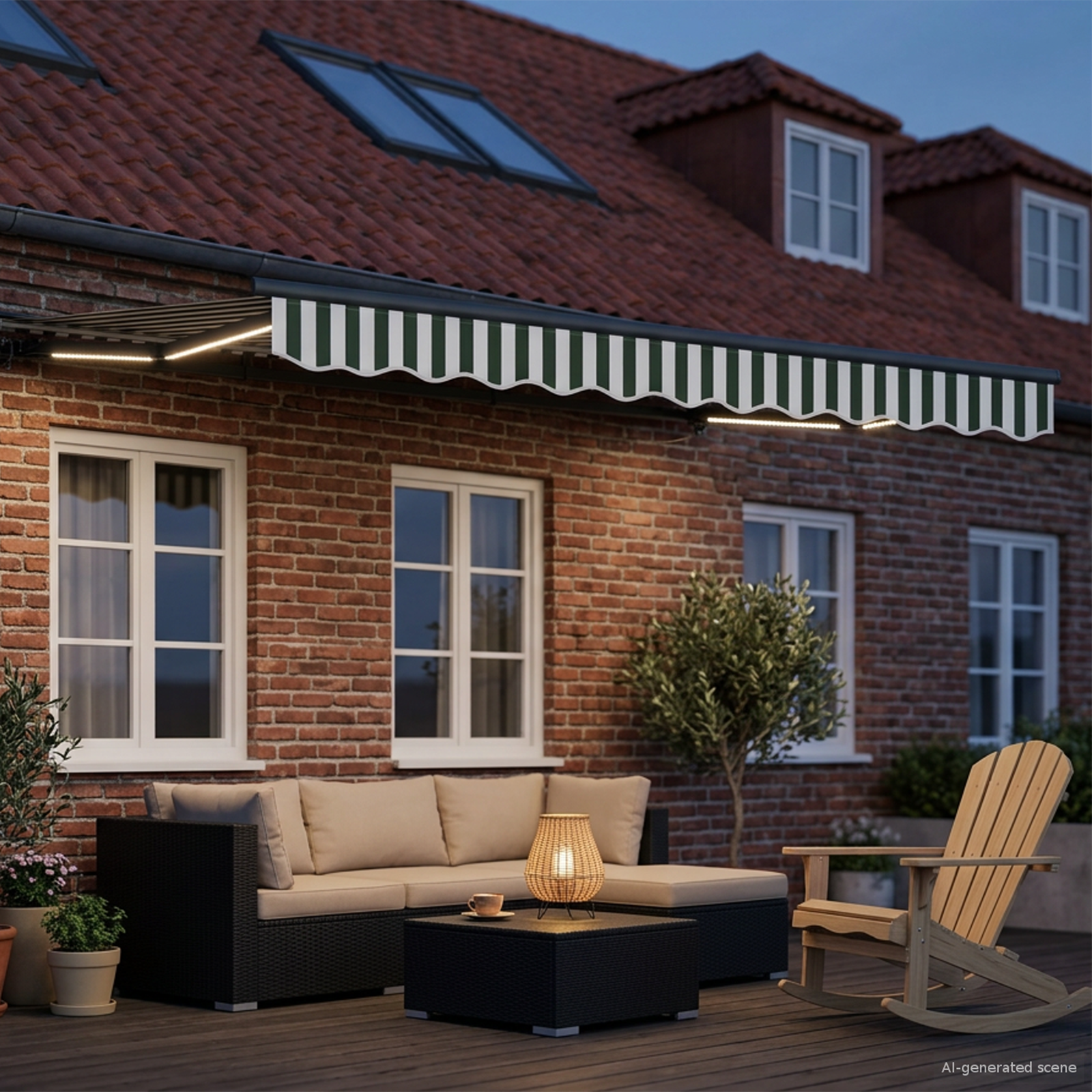 Manual awning frame with LED 3.5 x 2.5 m