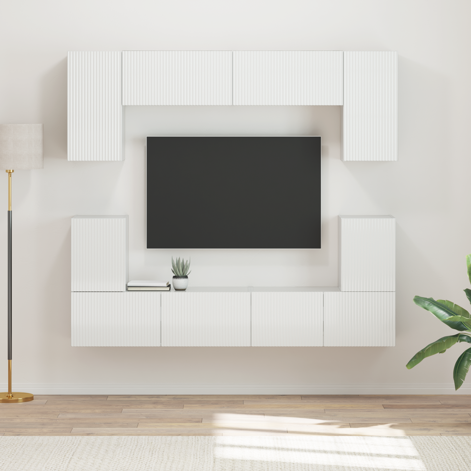 TV spintelių komplektas 5 pcs Aukštai blizganti balta