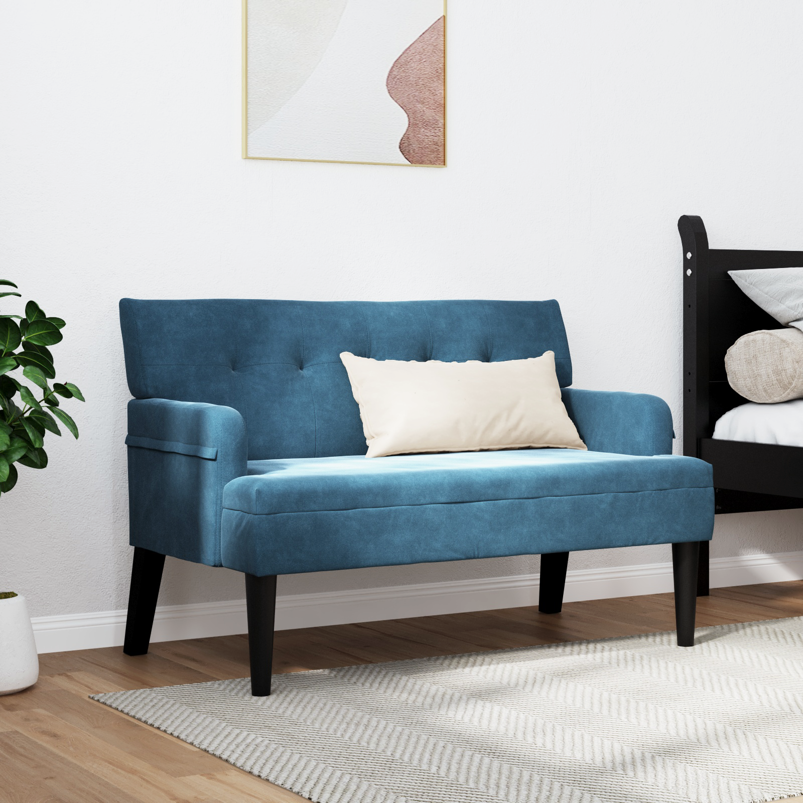 Chesterfield Bench Blue 112 x 65.5 x 75 cm Velvet