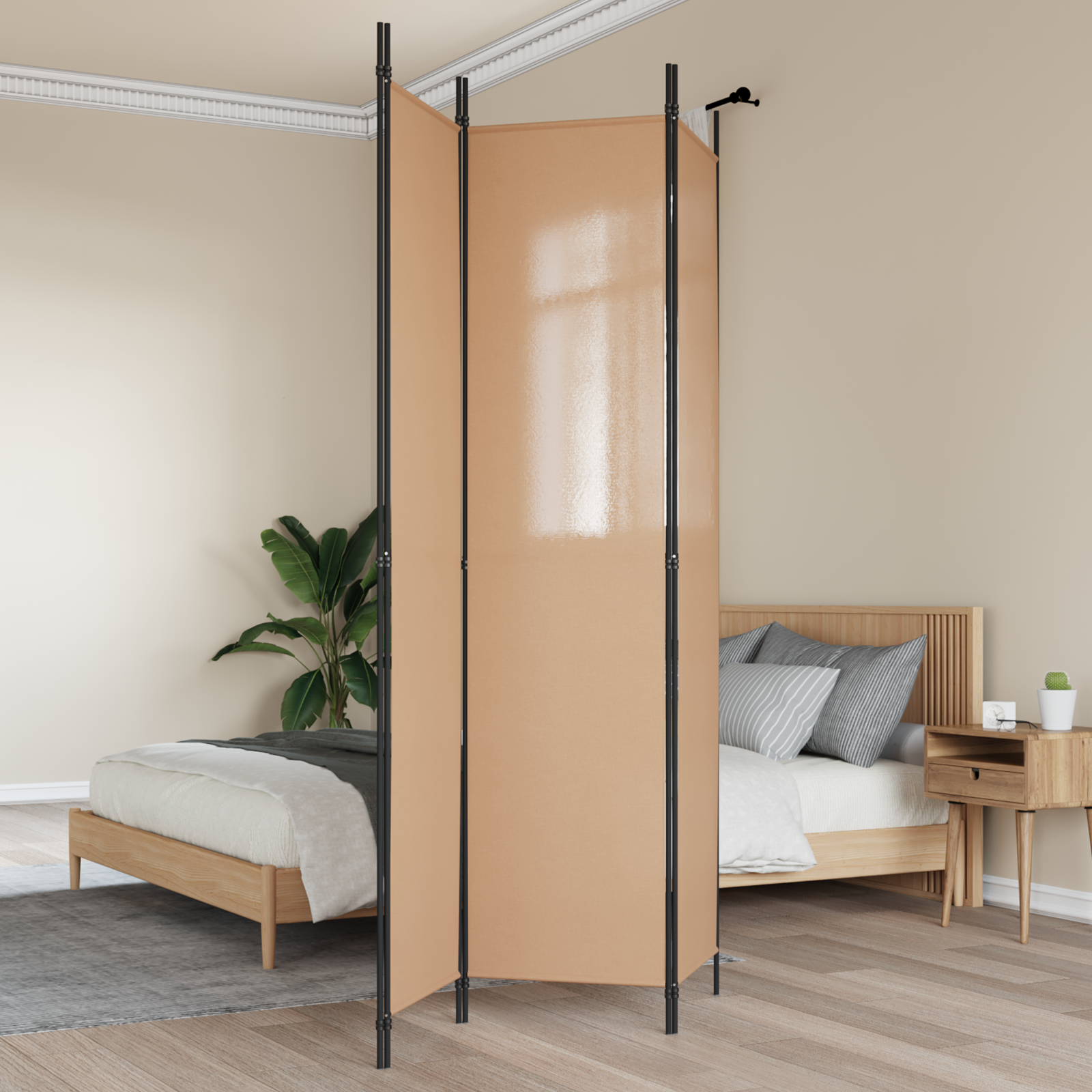 3 paneļu telpas sadalītājs bēšs 150 x 220 cm audums