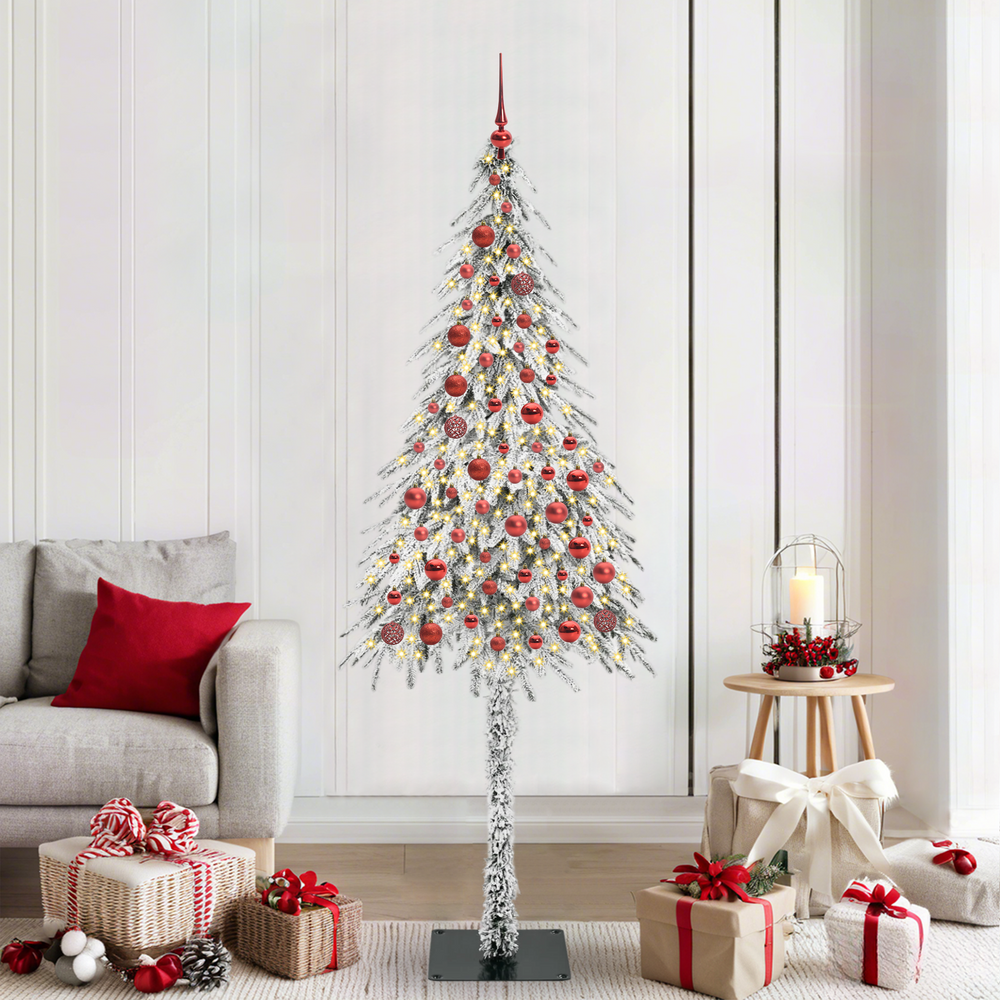 Kalėdų eglutė su 300 LED s stovu Balta 210 cm PE ir Plienas