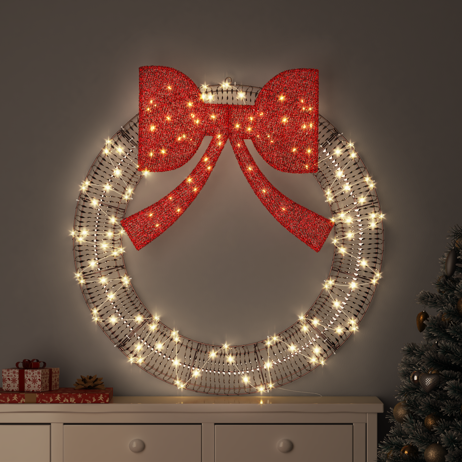 Vainikas su 150 LED Šilta balta 120 cm PET