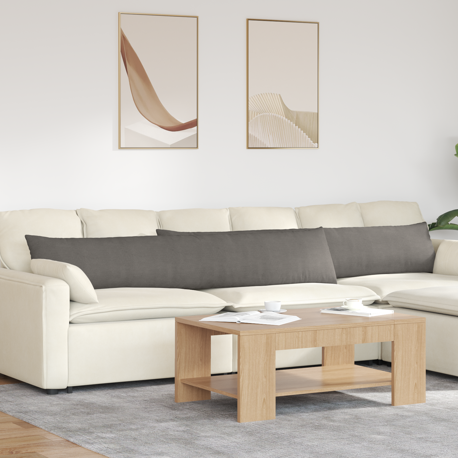 Sofa Cushion 2 pcs Light Grey 200 x 40 cm