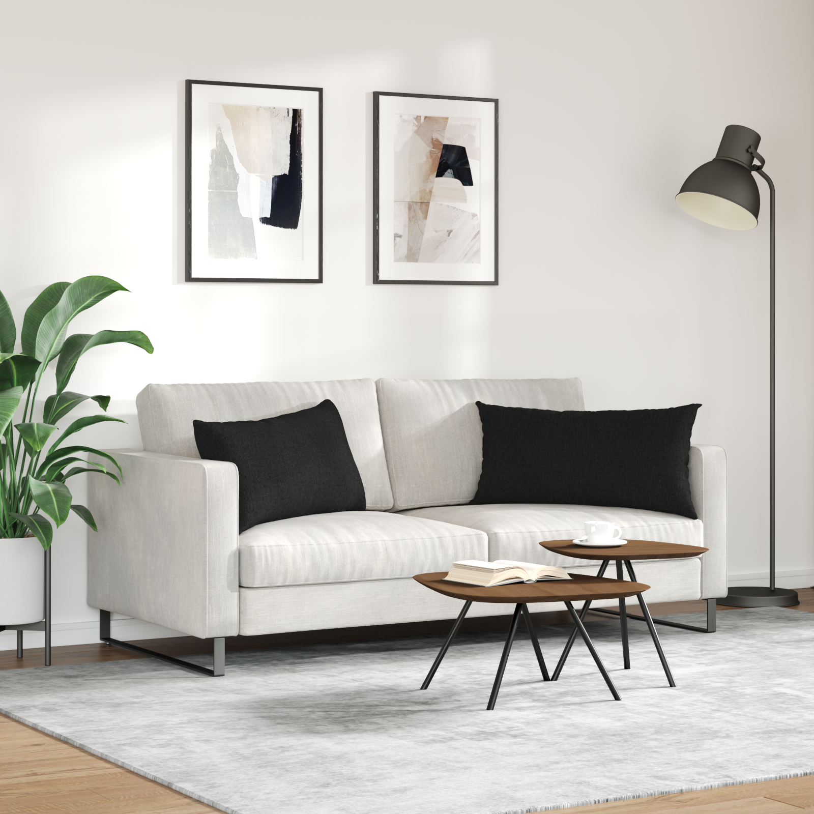 Sofa Pagalvės 2 pcs Juoda 80 x 40 cm audinys
