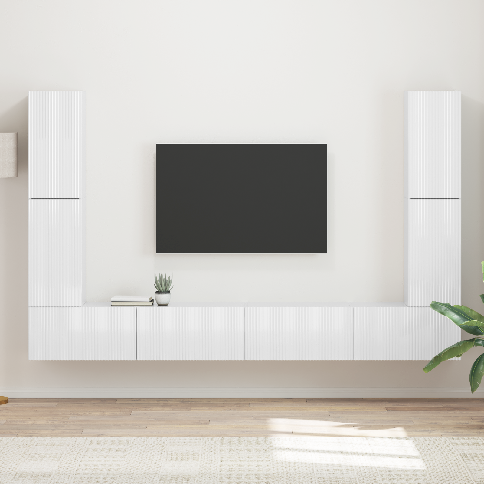 TV spintelių komplektas 8 pcs Aukštai blizganti balta