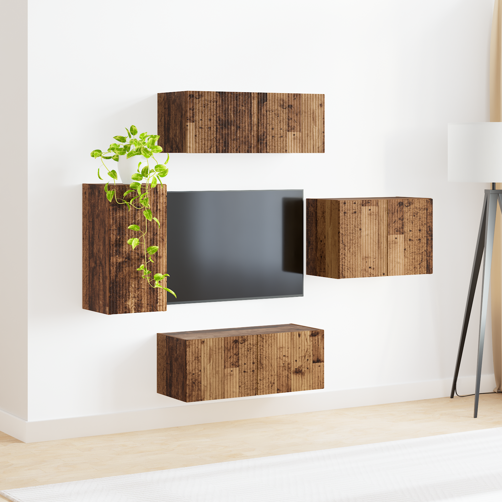 TV sieninio kabineto komplektas 4 pcs Senas medis