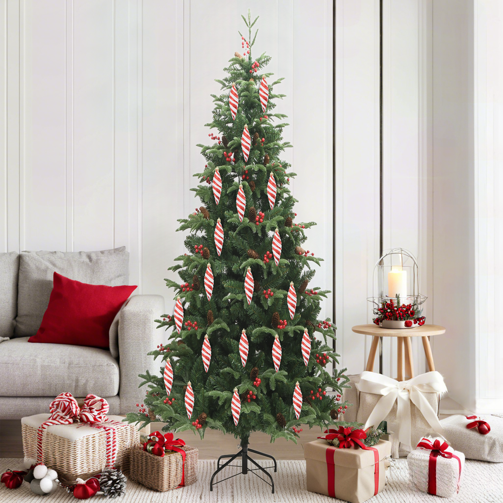 Christmas Spiral Ball 40 pcs Red Plastic