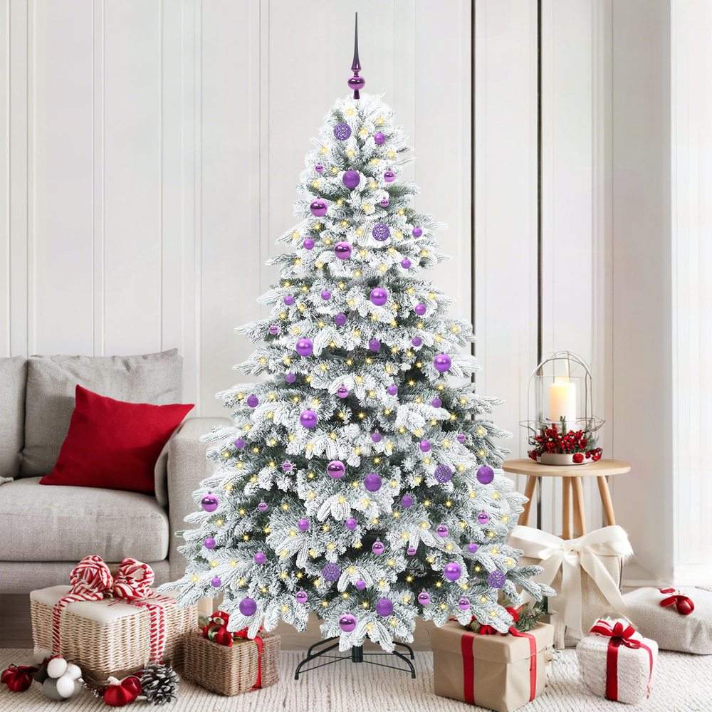 Dirbtinė Kalėdų eglutė su 300 LED Balta 180 cm PE ir PVC