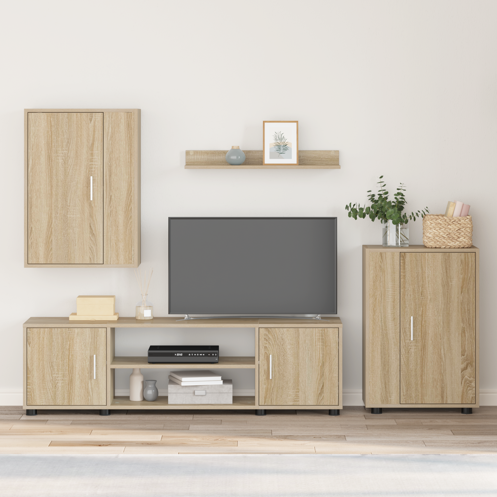 TV spintelių komplektas 4 pcs Sonoma ąžuolas Apdirbta mediena