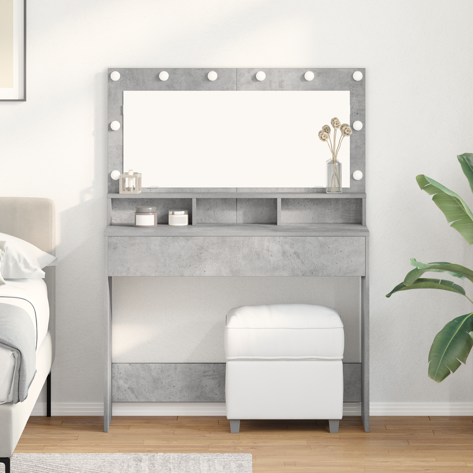 Makiažo stalas Betono pilka 100 x 41 x 135 cm Apdirbta mediena