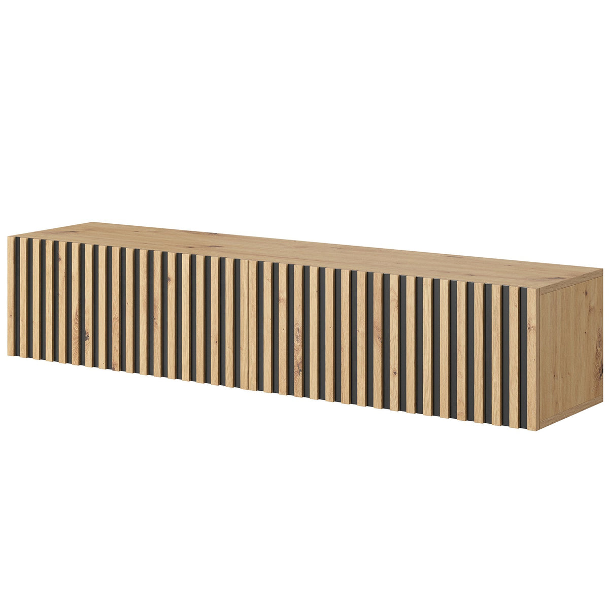 TV spintelė LORCAN, 138,6 cm, ąžuolas+juoda