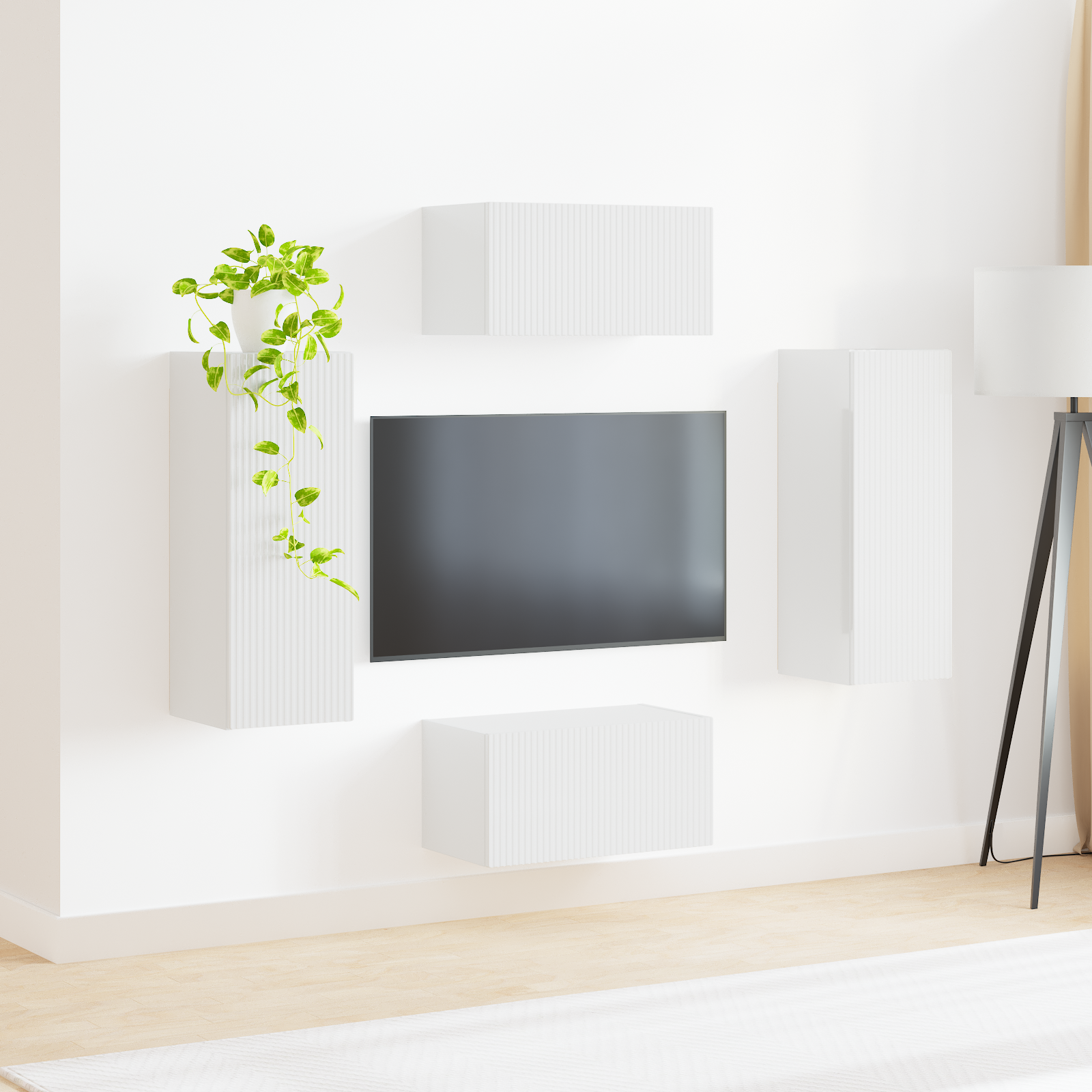 TV spintelių komplektas 2 pcs Aukštai blizganti balta