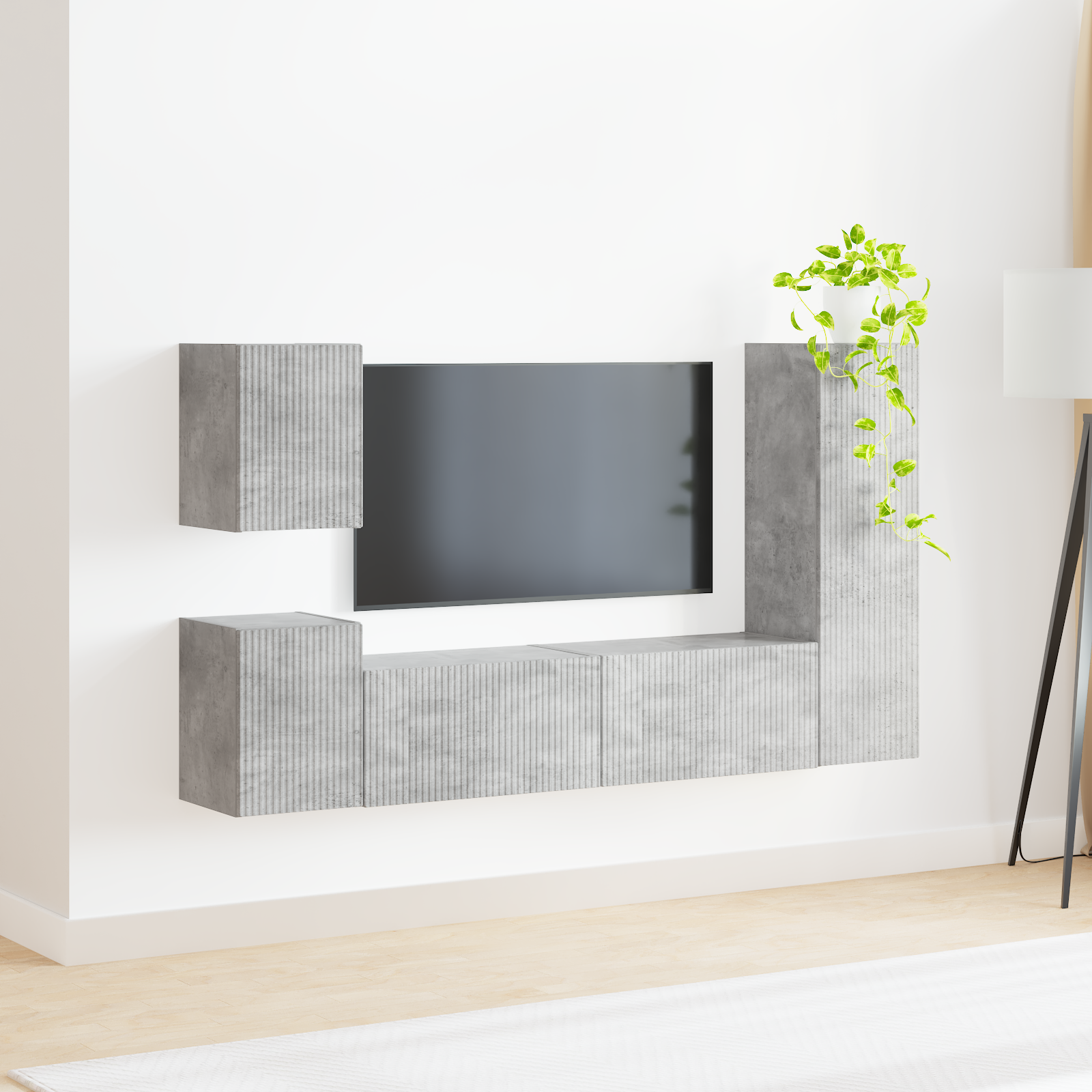 TV spintelių komplektas 4 pcs Betono pilka Apdirbta mediena