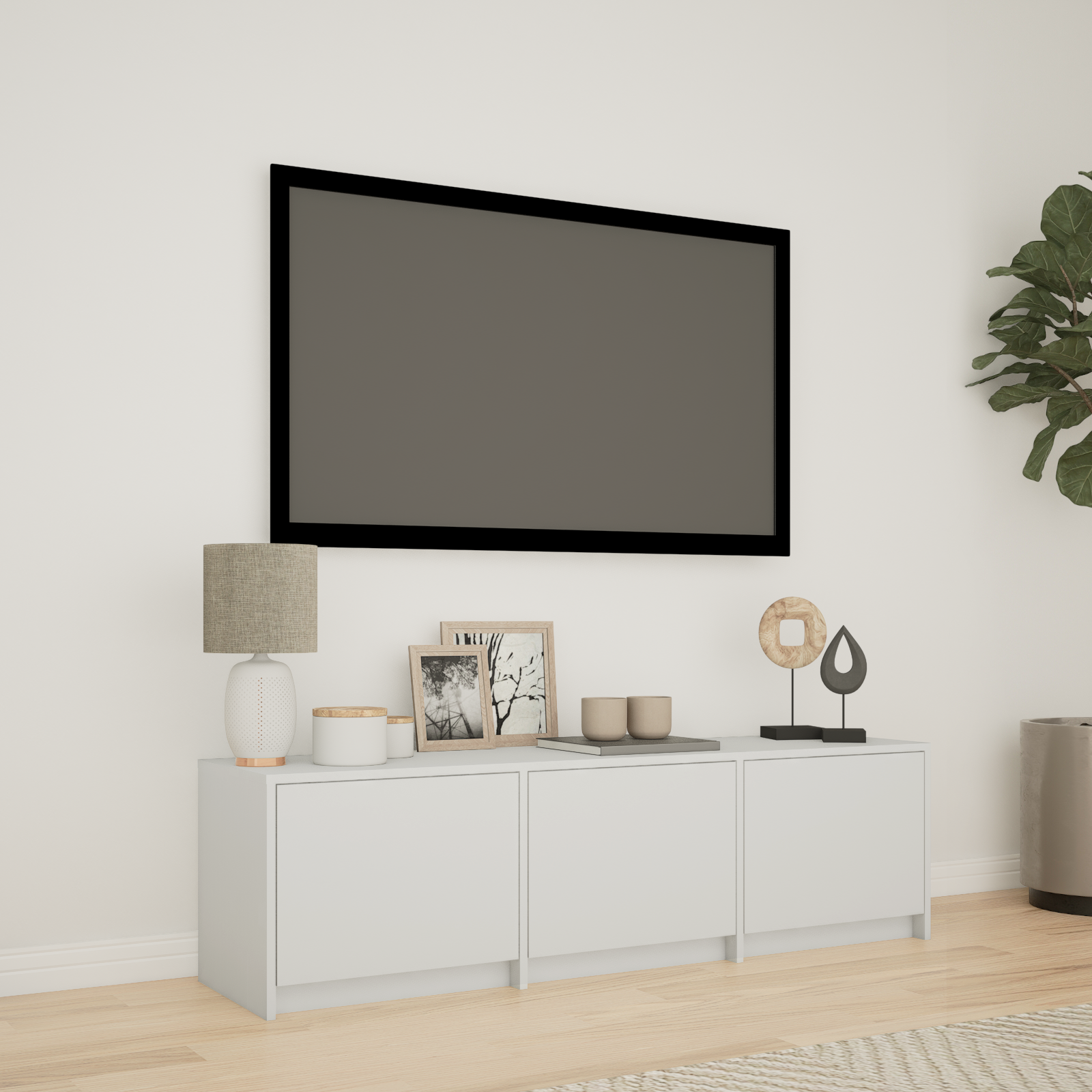 TV spintelė su LED Baltas 140 x 34 x 40 cm Dirbtinė mediena