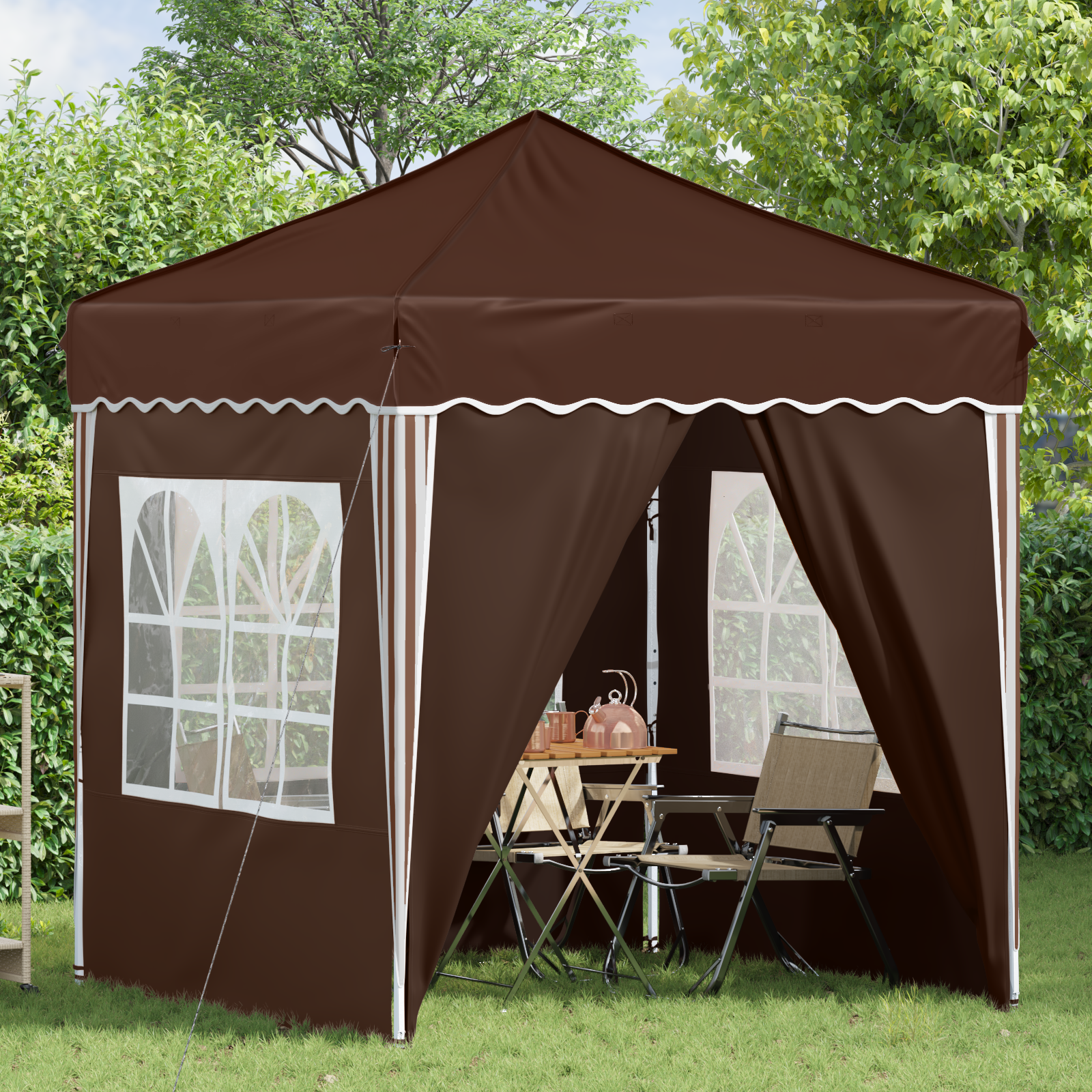Pop-up Party Tent Brown 195 x 195 x 245 cm