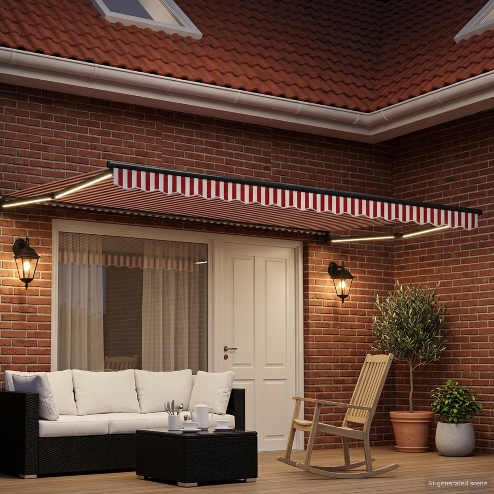Manuāli izvelkams marķīzs ar LED 5 x 3 m