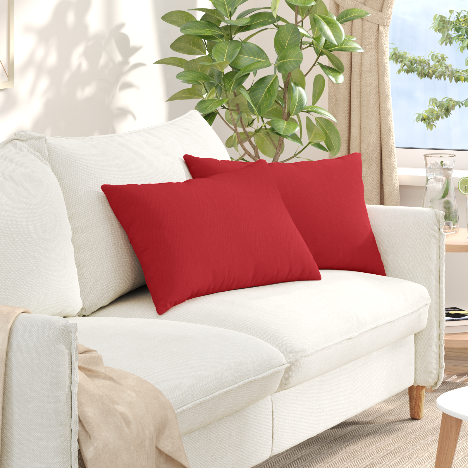 Sofa Pagalvės 2 pcs Raudona 60 x 40 cm audinys