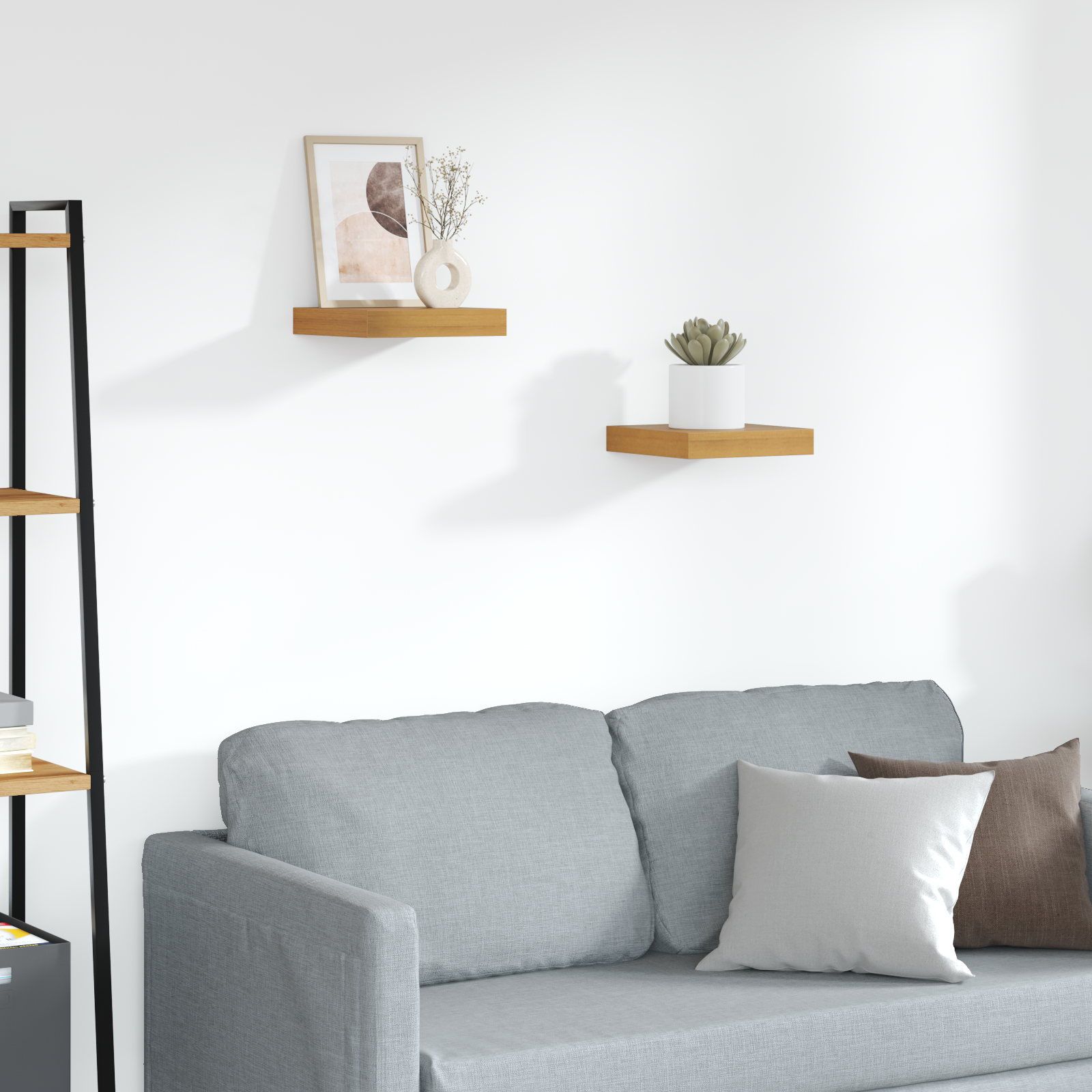 Wall shelf 2 pcs Brown 23 x 23.5 x 4 cm Engineered wood