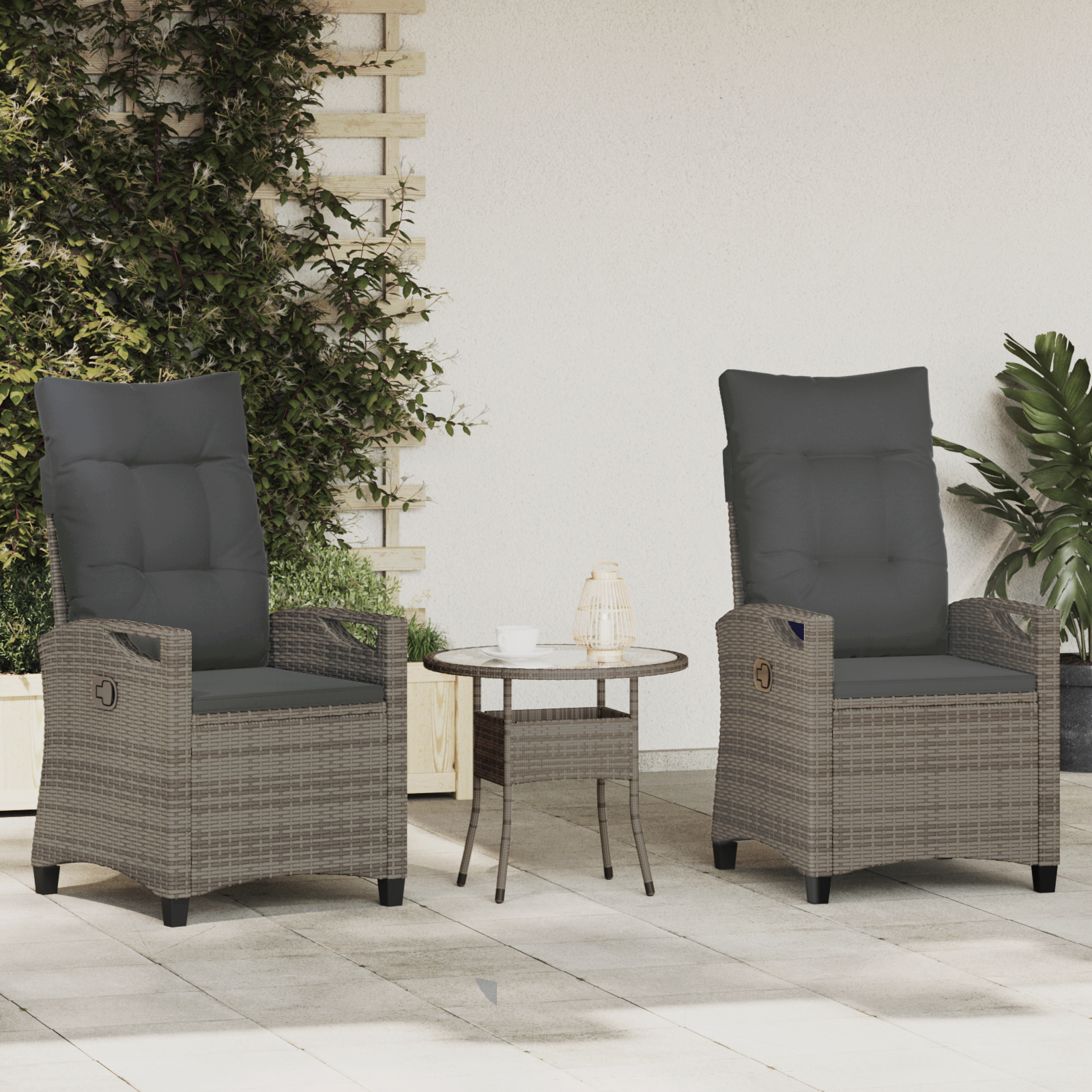 Sodo Kėdė 2 pcs Pilka ir tamsiai pilka 56 x 60 x 112 cm