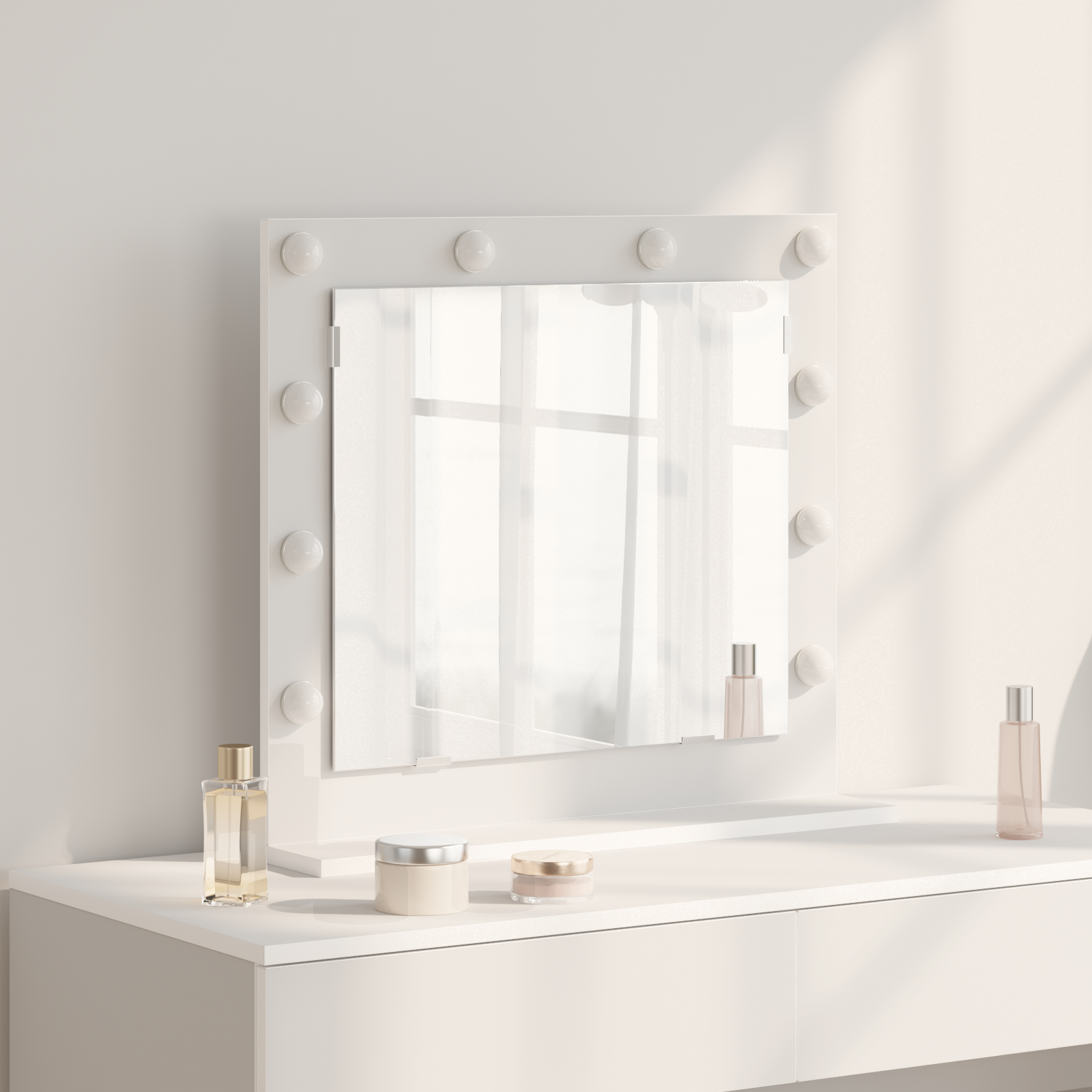 Cosmetic Mirror Rectangular White 60 x 55 x 18 cm