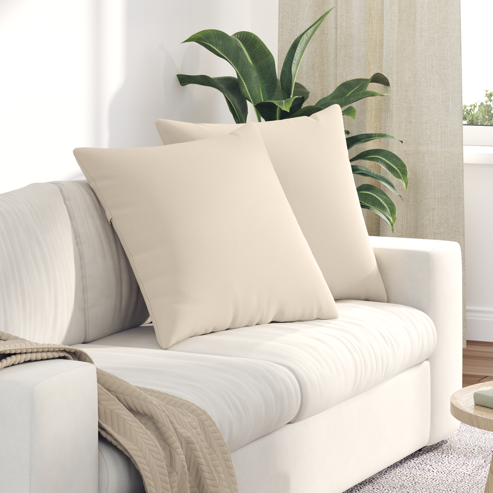 Sofa Pagalvės 2 pcs Smėlio 60 x 60 cm audinys
