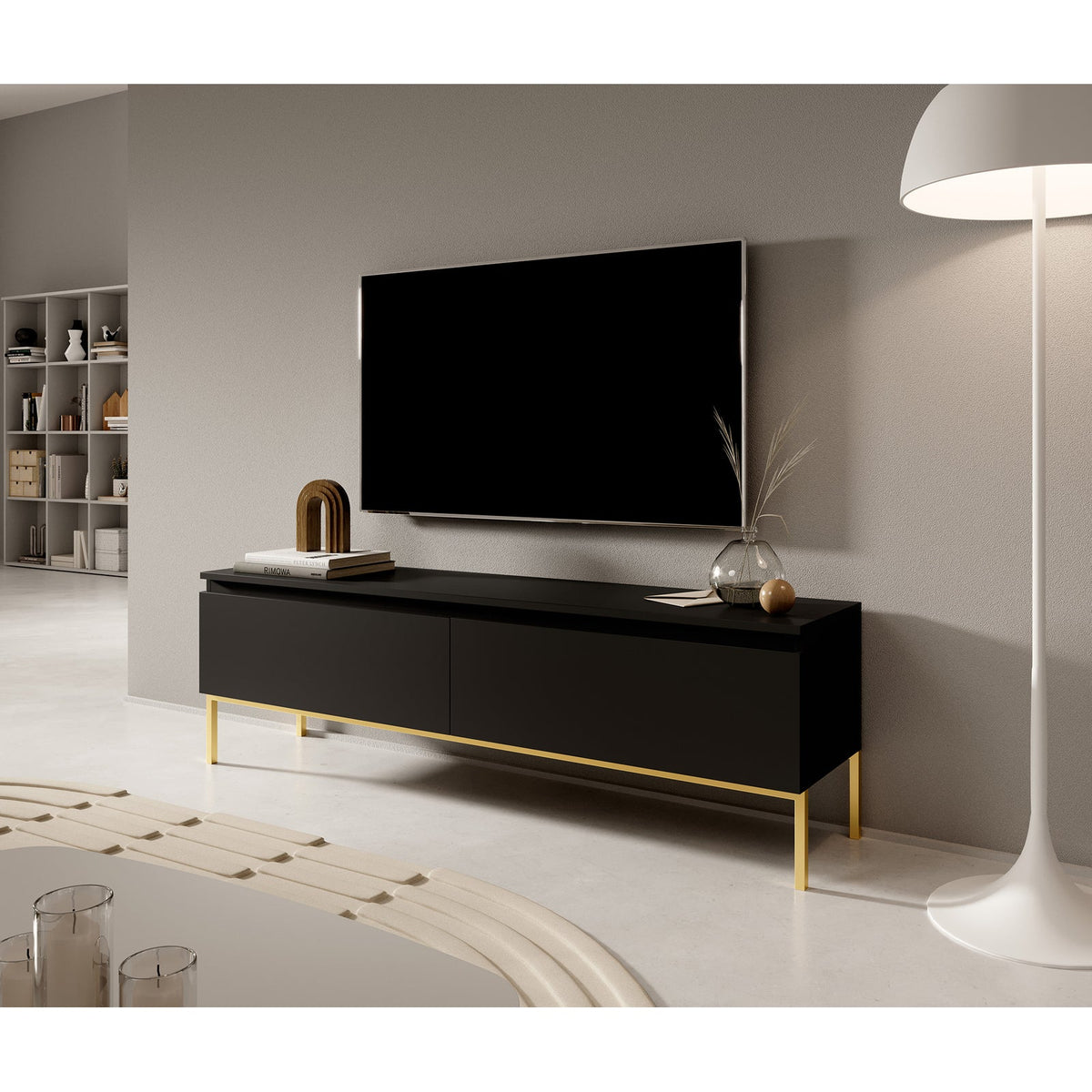 TV spintelė SVEN, juoda, 150 cm, auksinės kojos