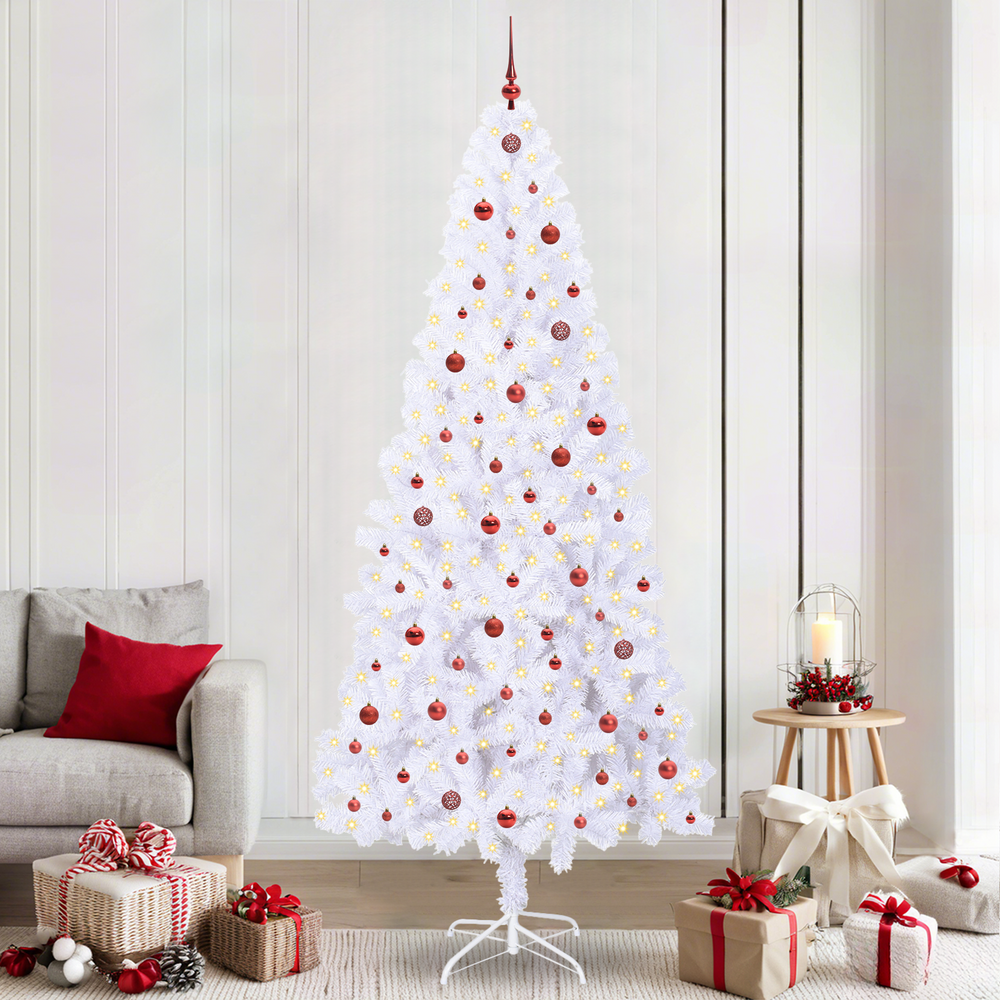 Dirbtinė Kalėdų eglutė su 300 LED Balta 240 cm PVC ir Plienas