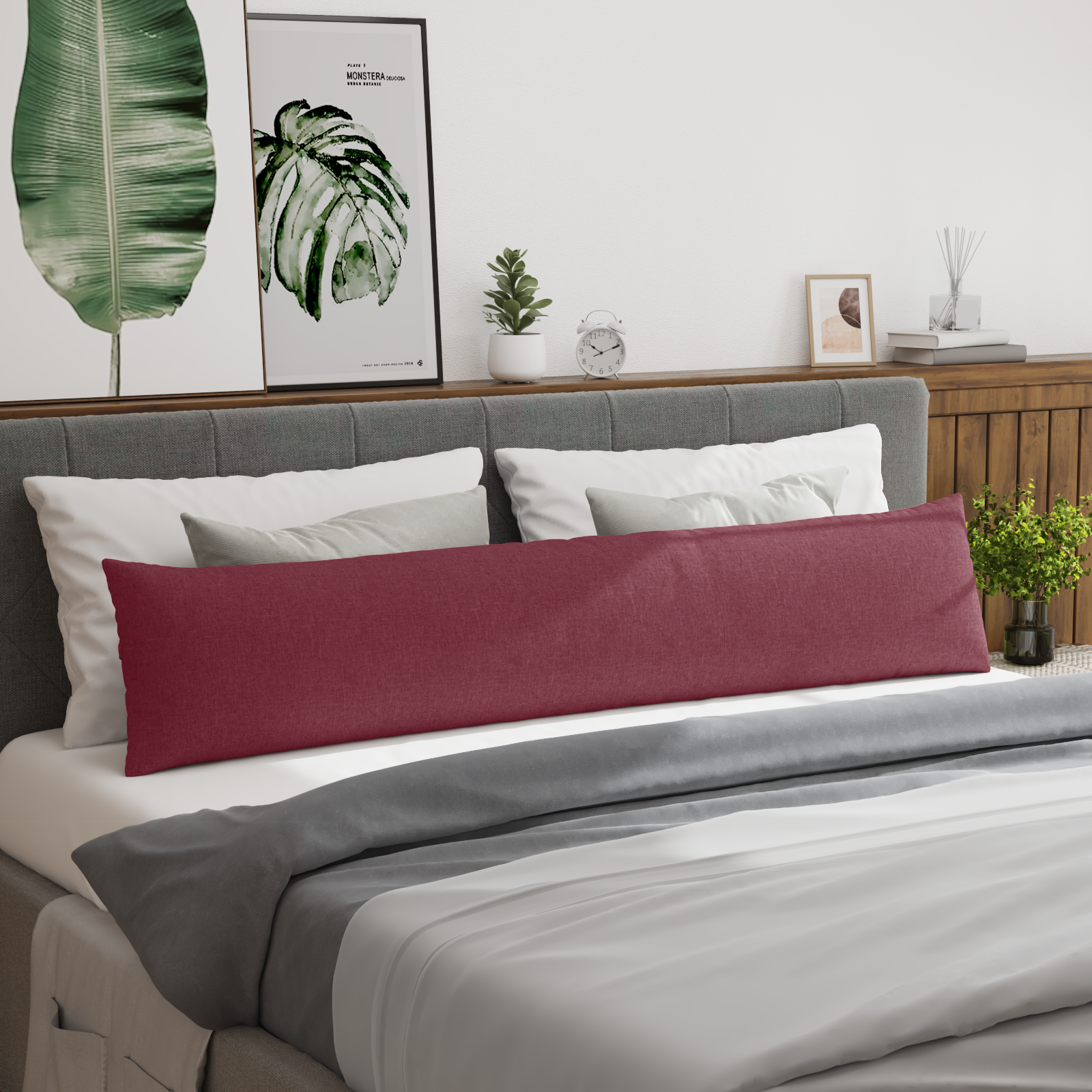 Sofa Pillows 2 pcs Wine Red 200 x 40 cm fabric