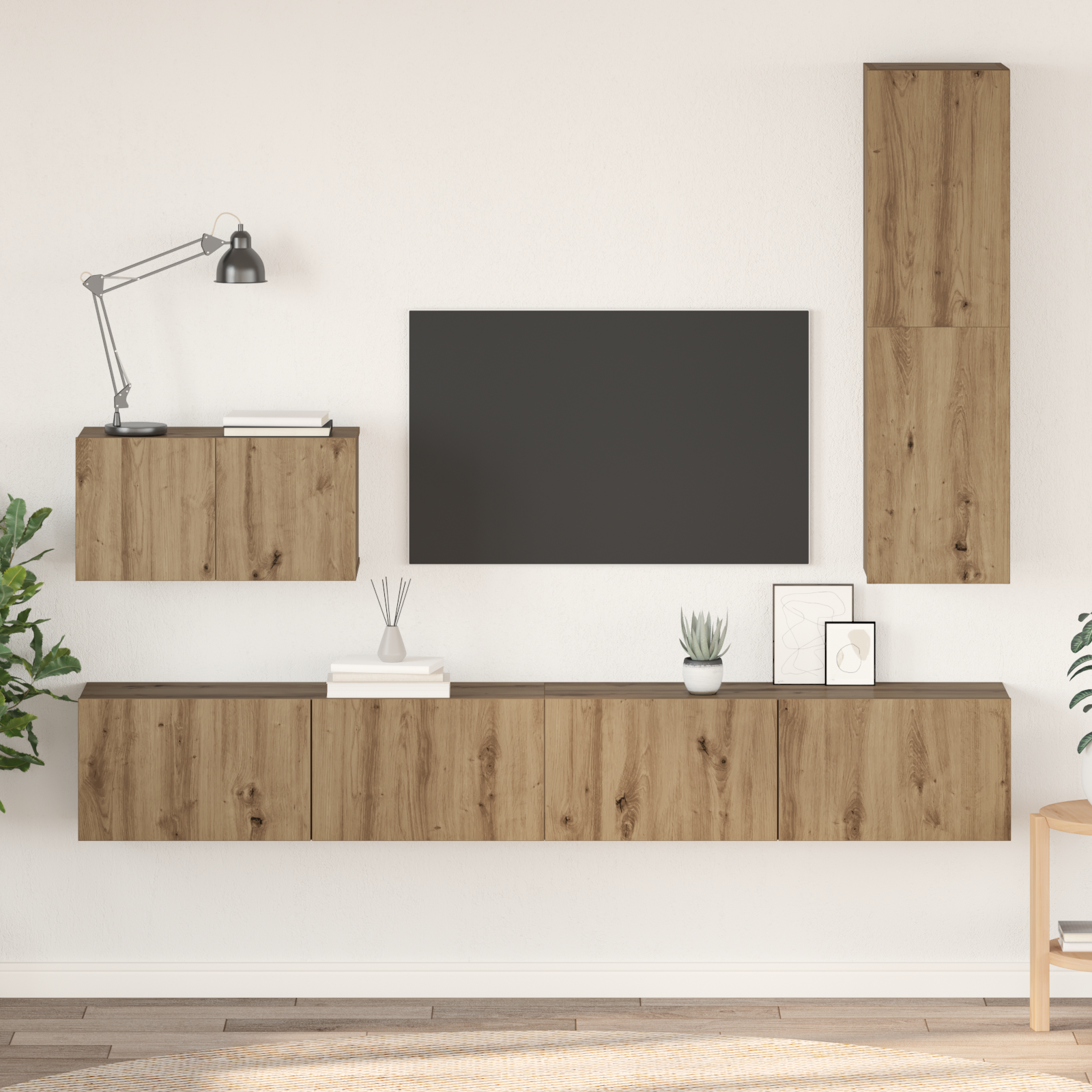 Sieninis televizoriaus stovas 4 pcs Amatininkų ąžuolas