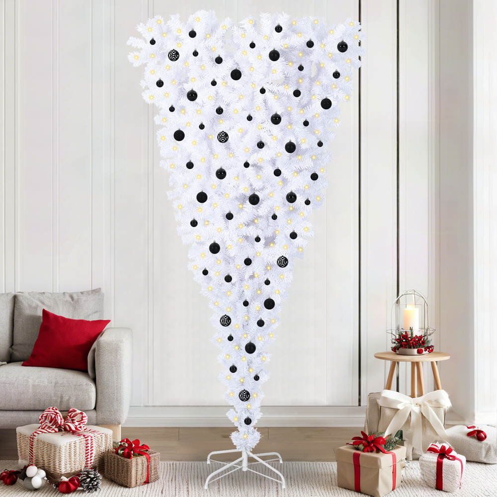 Artificial Christmas Tree with 300 LEDs White 240 cm PVC and Steel