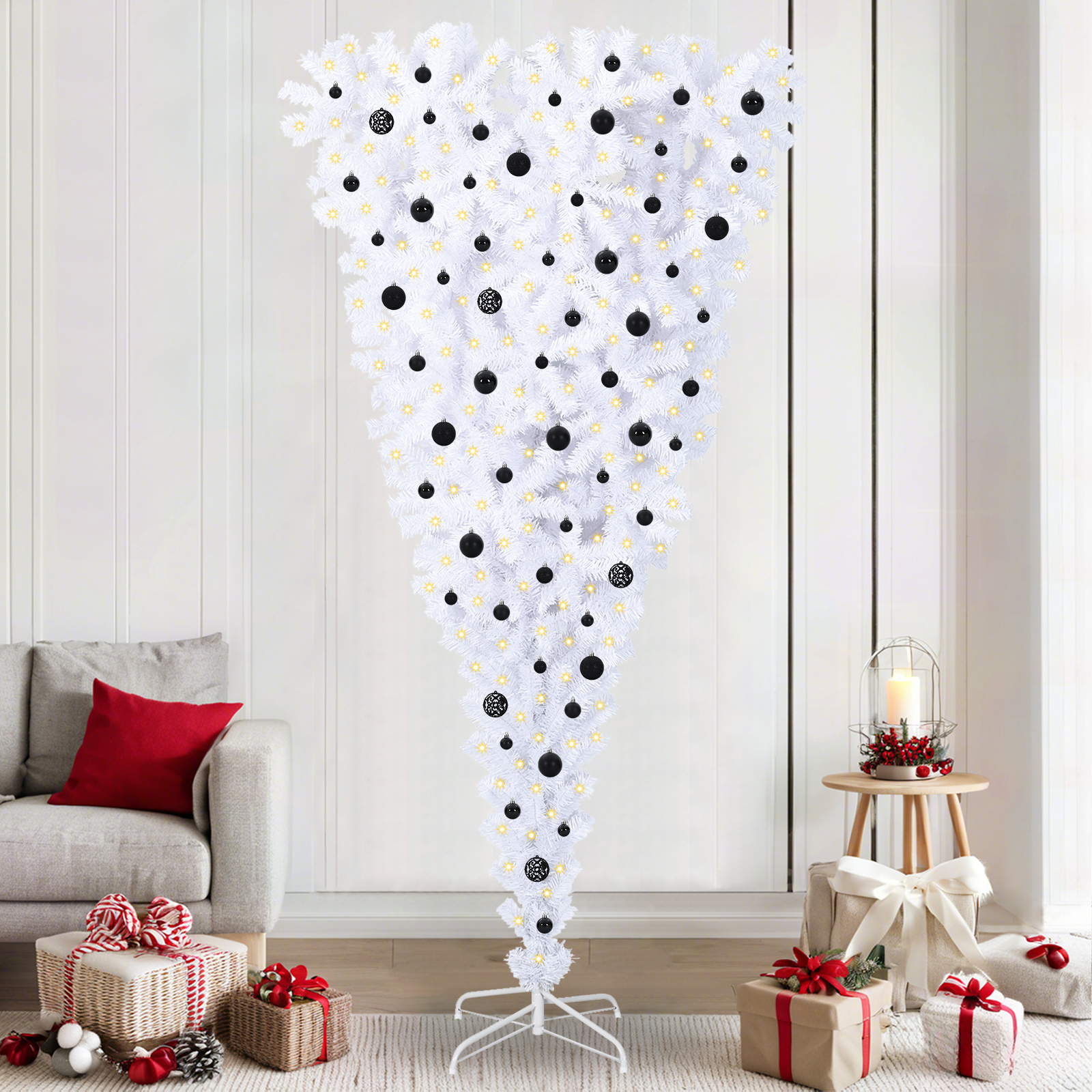 Dirbtinė Kalėdų eglutė su 300 LED Balta 240 cm PVC ir plienas