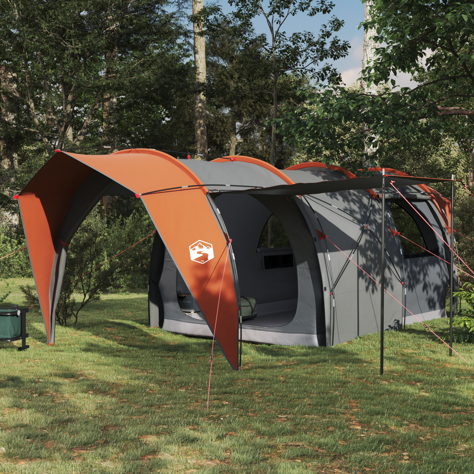 Tuneļveida telts pelēka un oranža 562 x 265 x 216 cm