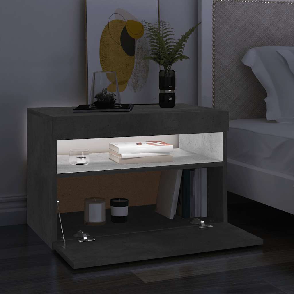 Televizoriaus spintelė su LED, betono pilka, 60x35x40cm