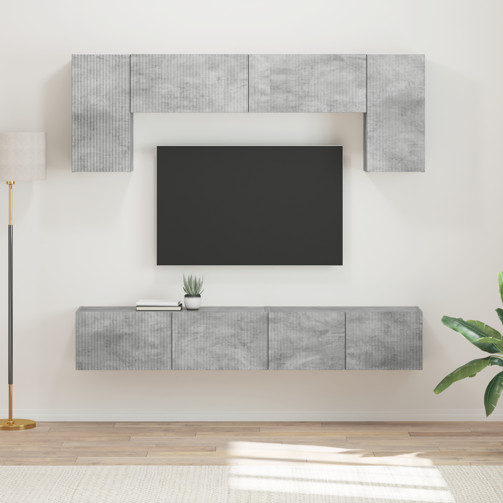TV spintelių komplektas 4 pcs Betono pilka Apdirbta mediena