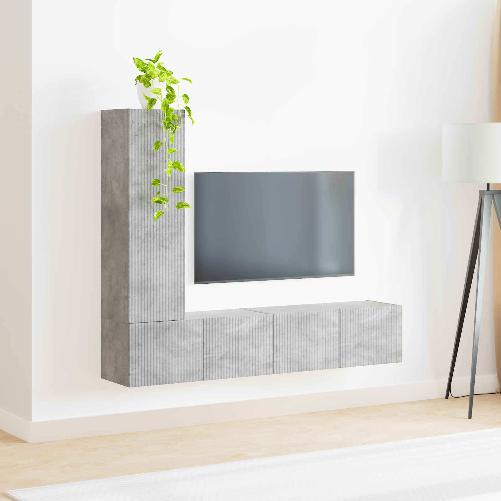 TV spintelių komplektas 2 pcs Betono pilka Apdirbta mediena