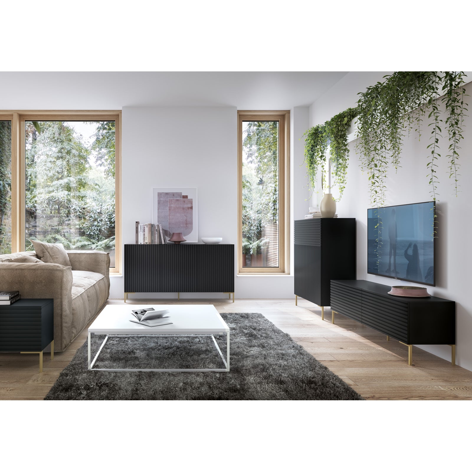 TV staliukas LAMMELO, juodas, 140 cm
