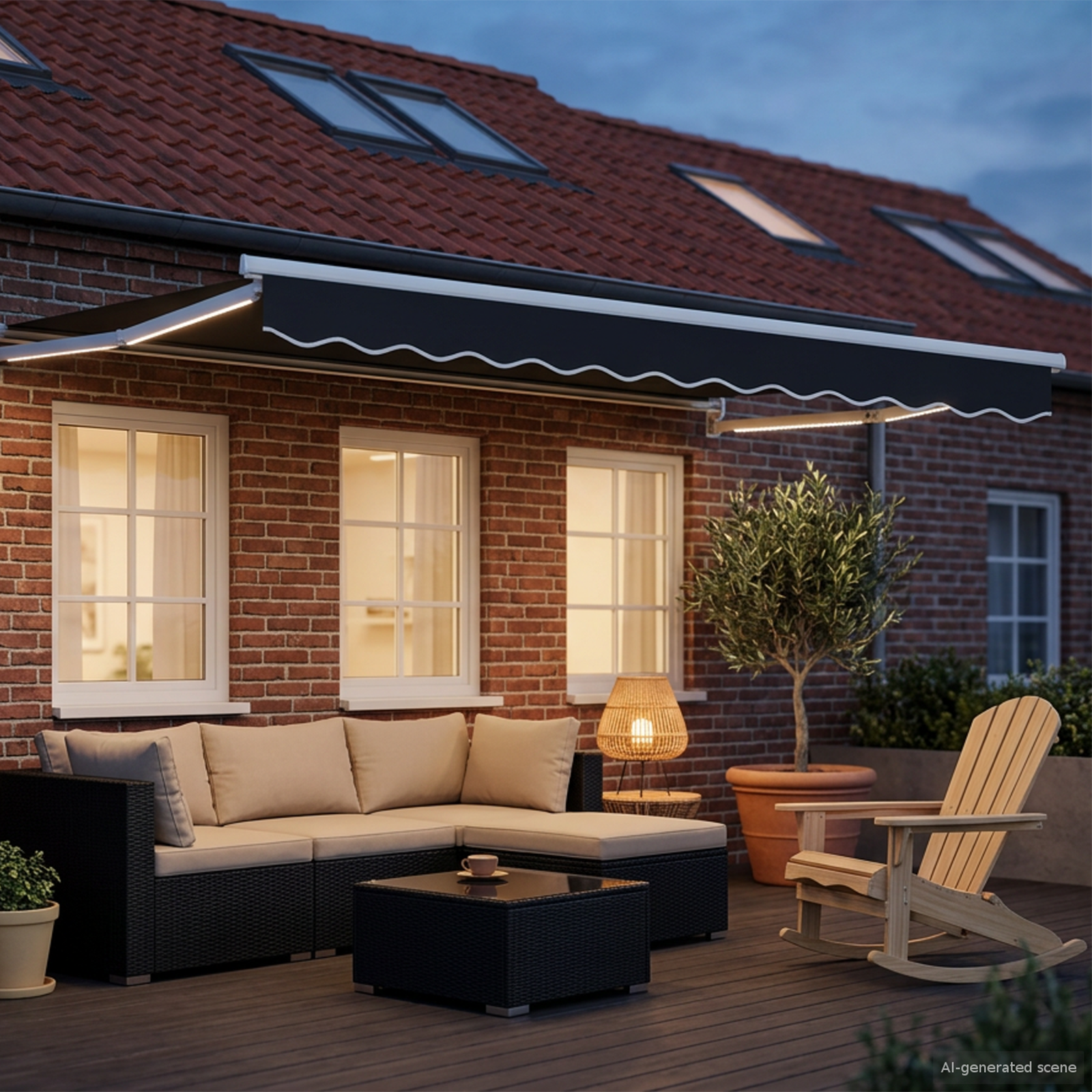 Manuālais izvelkamais marķīzs ar LED 3,5 x 2 m