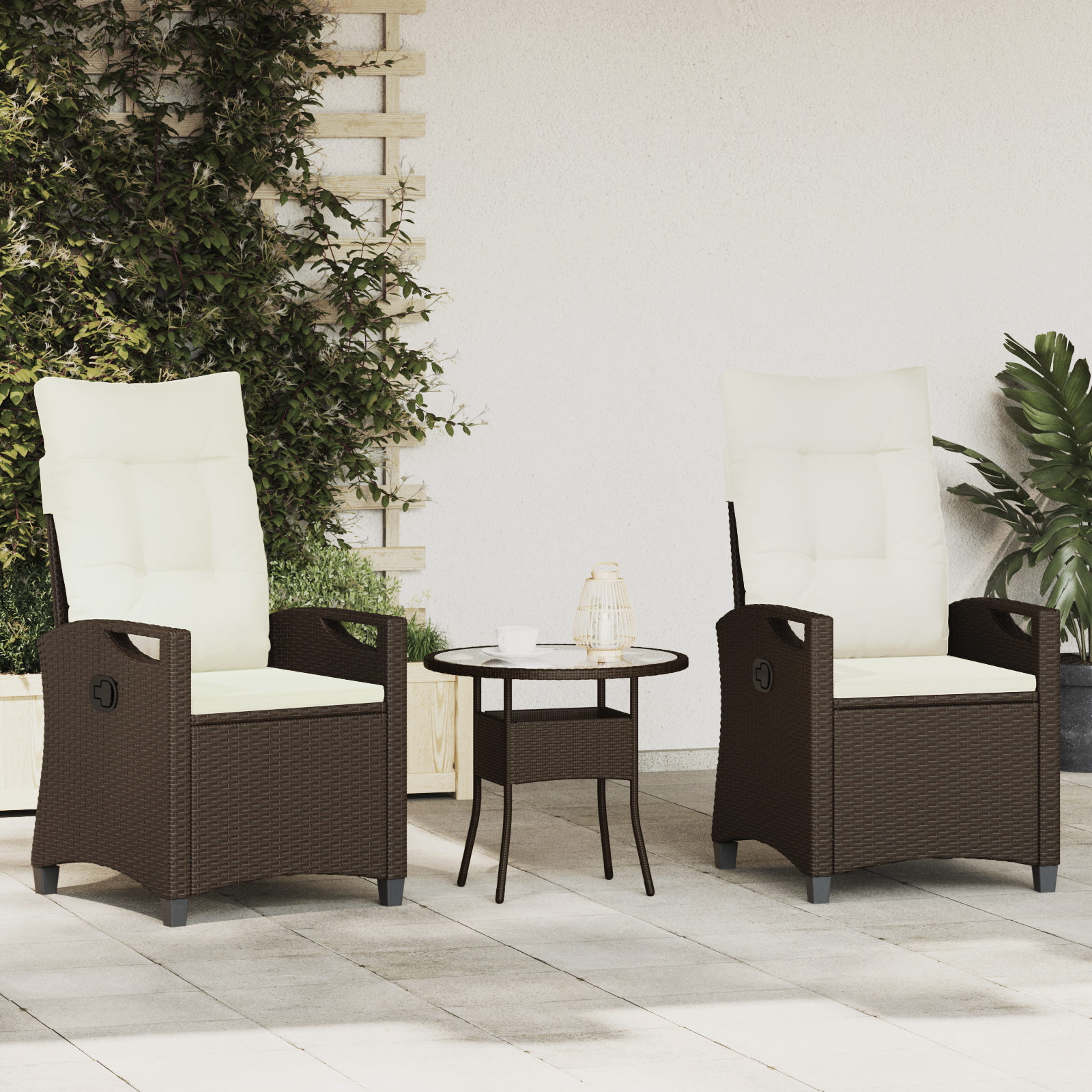 Garden Chair 2 pcs Brown and Cream 56 x 60 x 112 cm