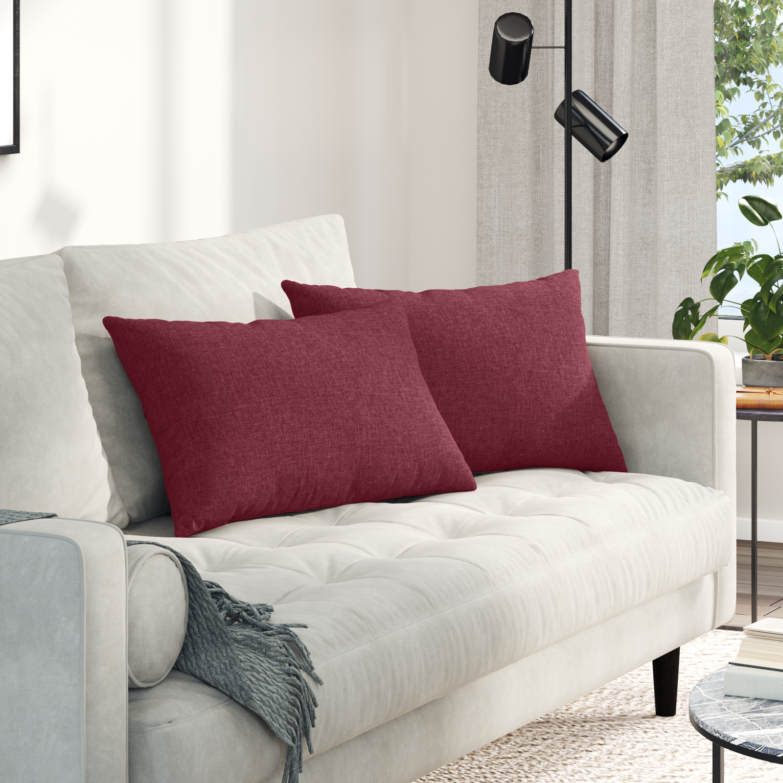 Sofa Cushions 2 pcs Wine red 40 x 60 cm