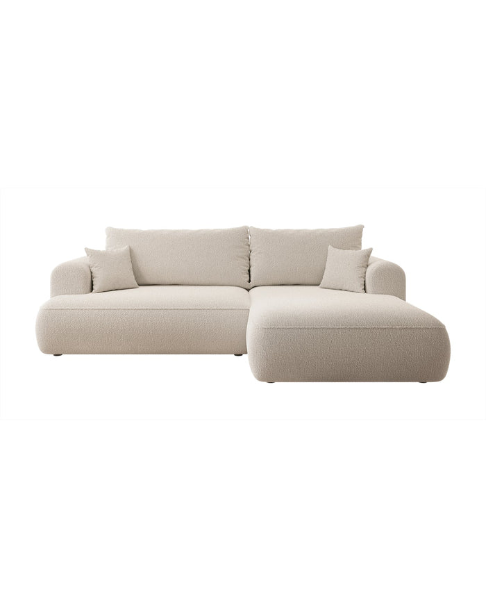 Kampinė sofa-lova OVO, smėlinė, dešinė