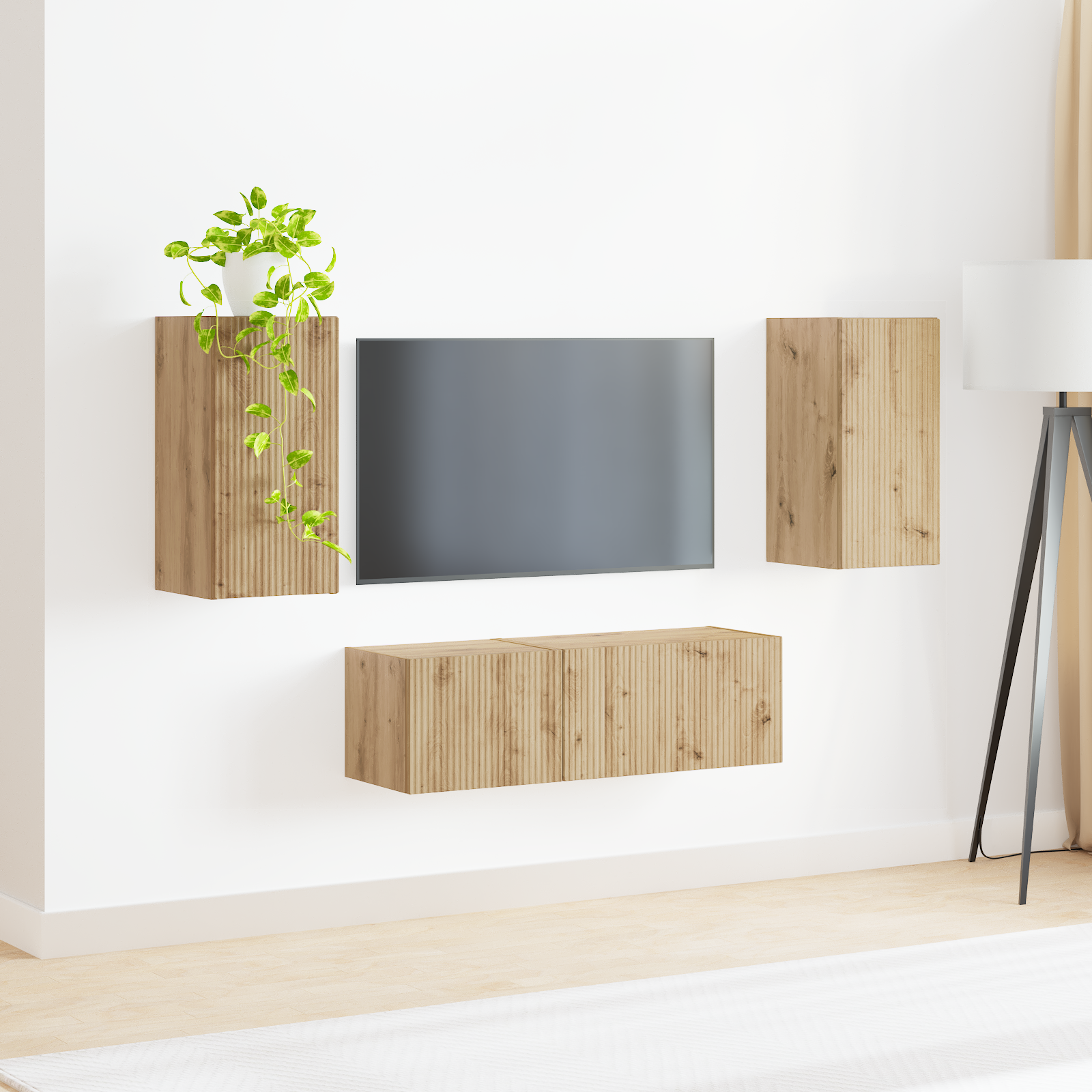 TV sieninio kabineto komplektas 4 pcs Amatininkų ąžuolas