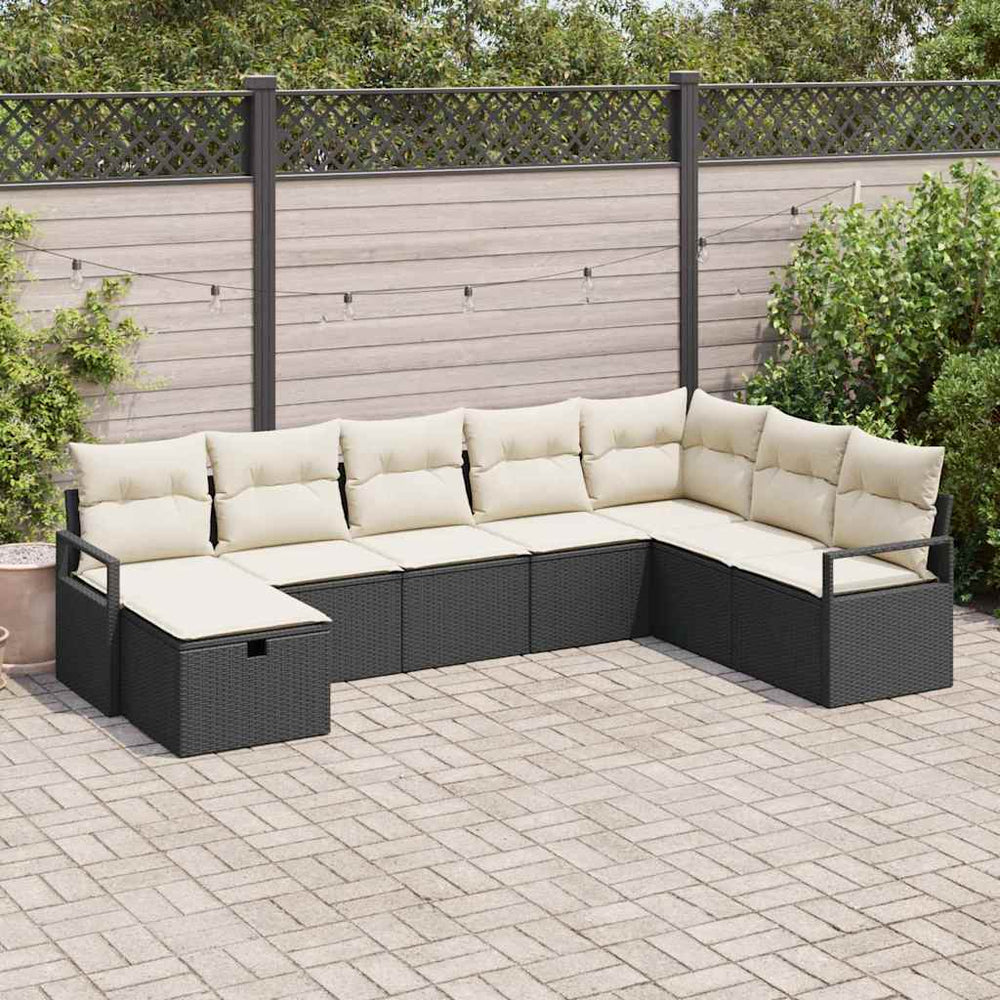 8 dalių sodo sofa komplektas su pagalvėlėmis juoda poli ratanas - Namų Idėja