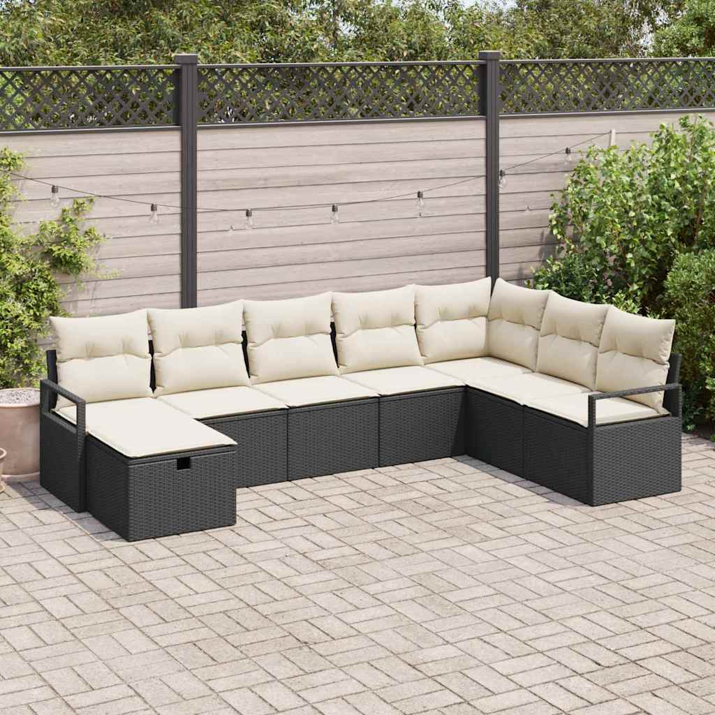 8 dalių sodo sofa komplektas su pagalvėlėmis juoda poli ratanas - Namų Idėja