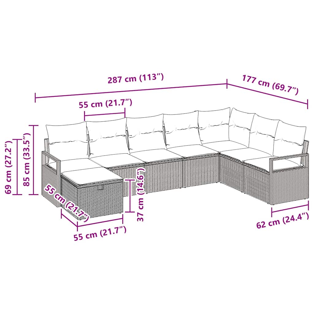 8 dalių sodo sofa komplektas su pagalvėlėmis juoda poli ratanas - Namų Idėja