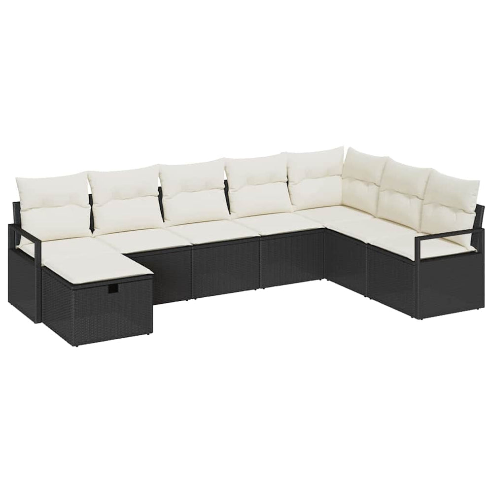 8 dalių sodo sofa komplektas su pagalvėlėmis juoda poli ratanas - Namų Idėja