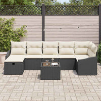 8 dalių sodo sofa komplektas su pagalvėlėmis Juoda polirataninė - Namų Idėja
