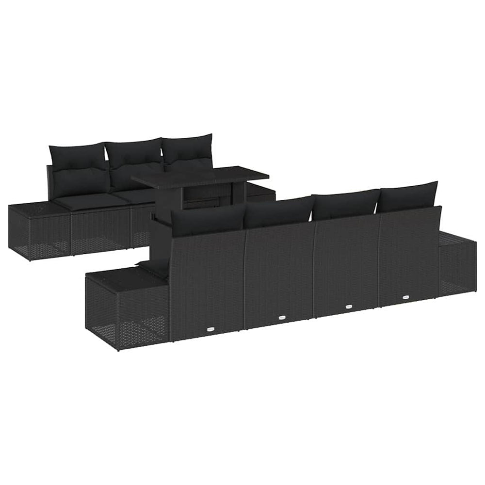 8 dalių sodo sofa komplektas su pagalvėlėmis juodas poli ratanas - Namų Idėja